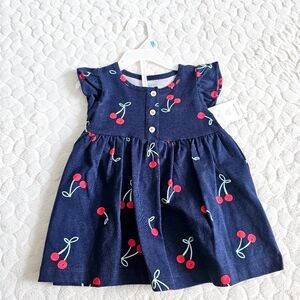 New Carter's baby dress cherries navy 6M diaper cover